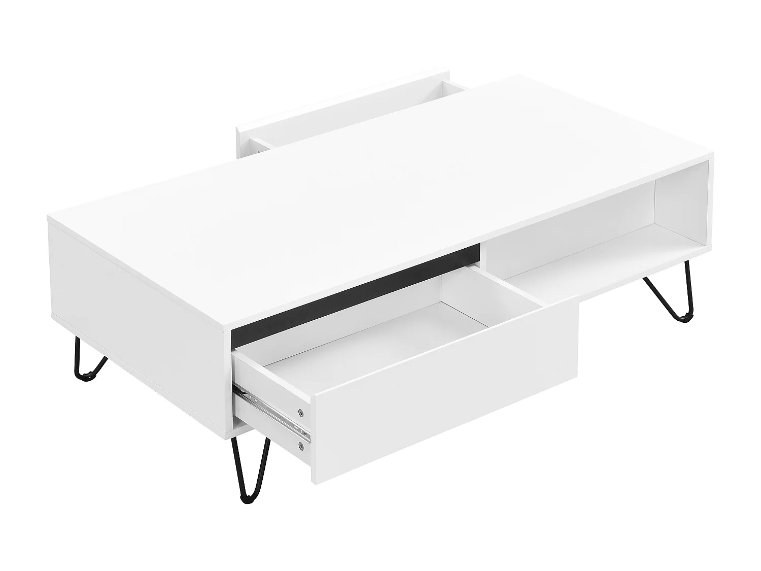Couchtisch mit 2 Schubladen & 2 Ablagefächern - MDF & Stahl - Weiß & Schwarz - ABUJA von Pascal Morabito