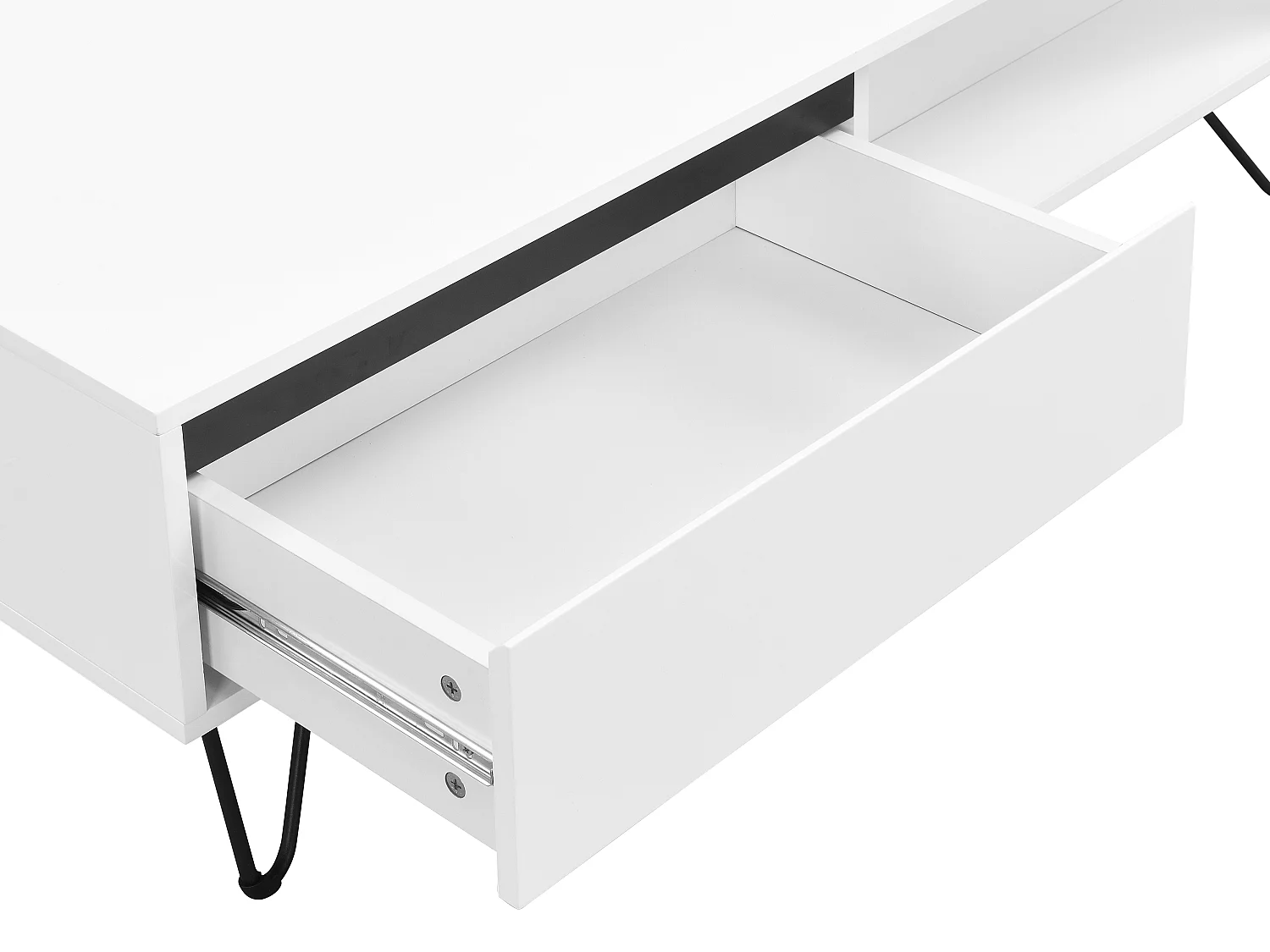Couchtisch mit 2 Schubladen & 2 Ablagefächern - MDF & Stahl - Weiß & Schwarz - ABUJA von Pascal Morabito