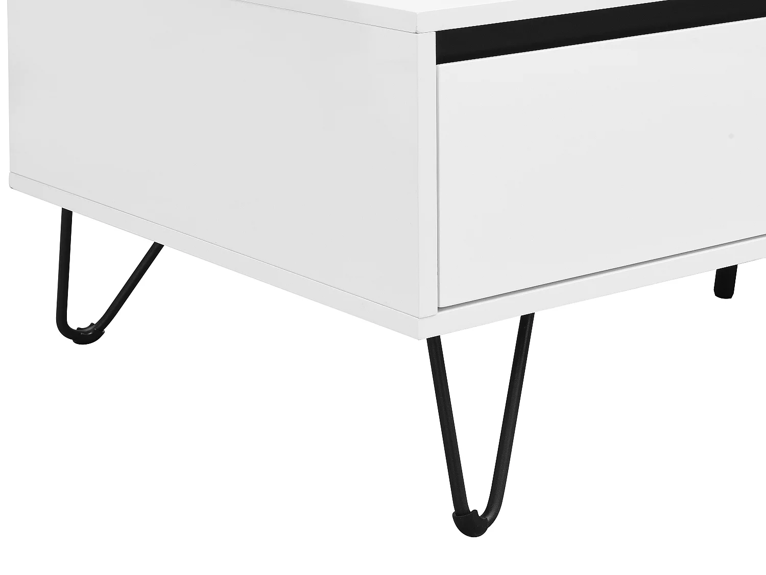 Couchtisch mit 2 Schubladen & 2 Ablagefächern - MDF & Stahl - Weiß & Schwarz - ABUJA von Pascal Morabito