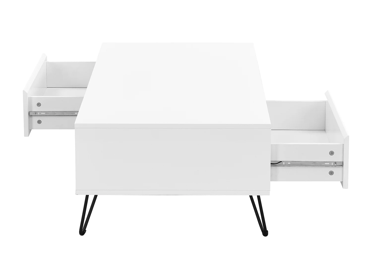 Couchtisch mit 2 Schubladen & 2 Ablagefächern - MDF & Stahl - Weiß & Schwarz - ABUJA von Pascal Morabito