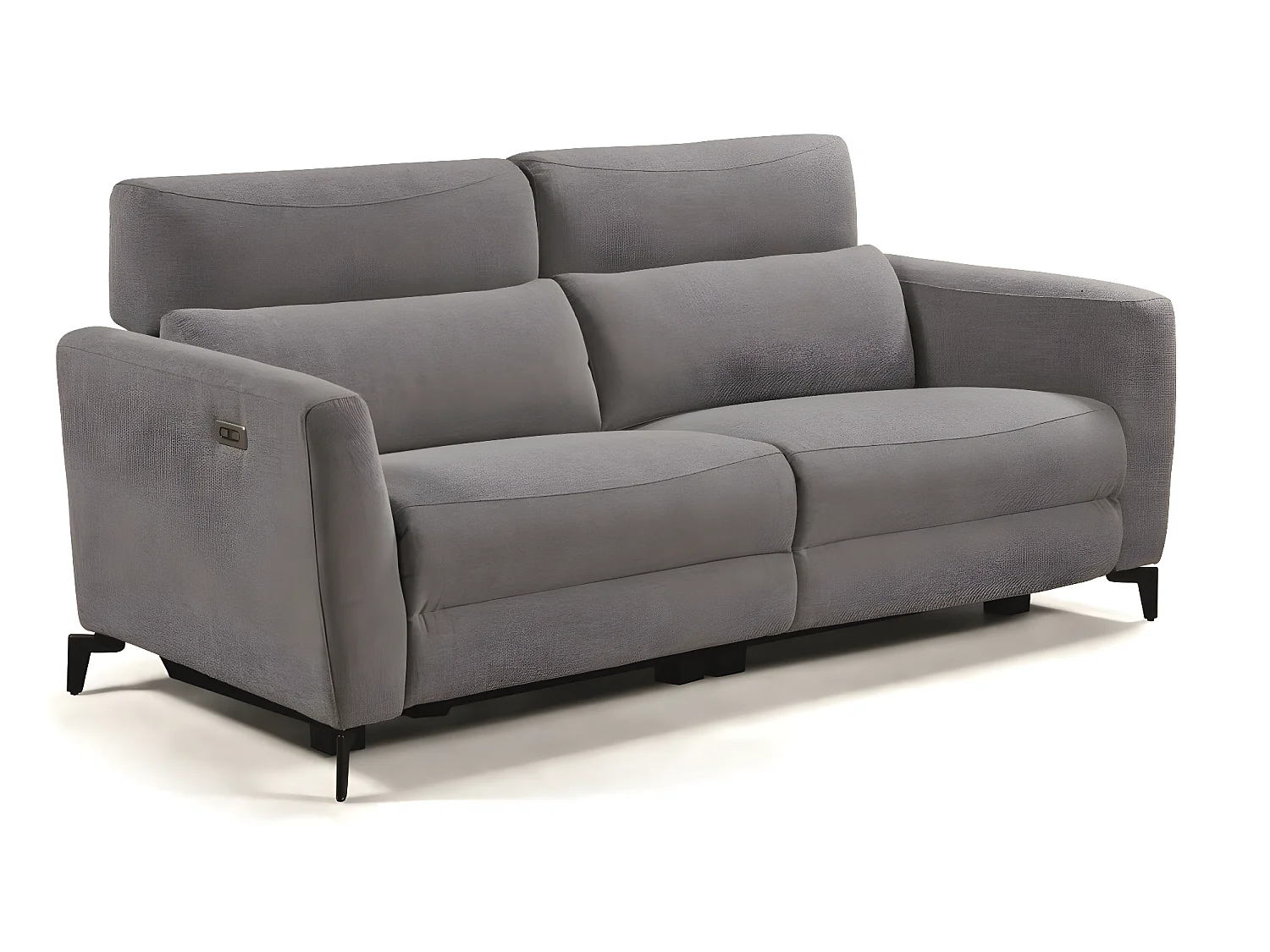 Canapé de 3 places (2 relax électriques) en tissu couleur Gris foncé
