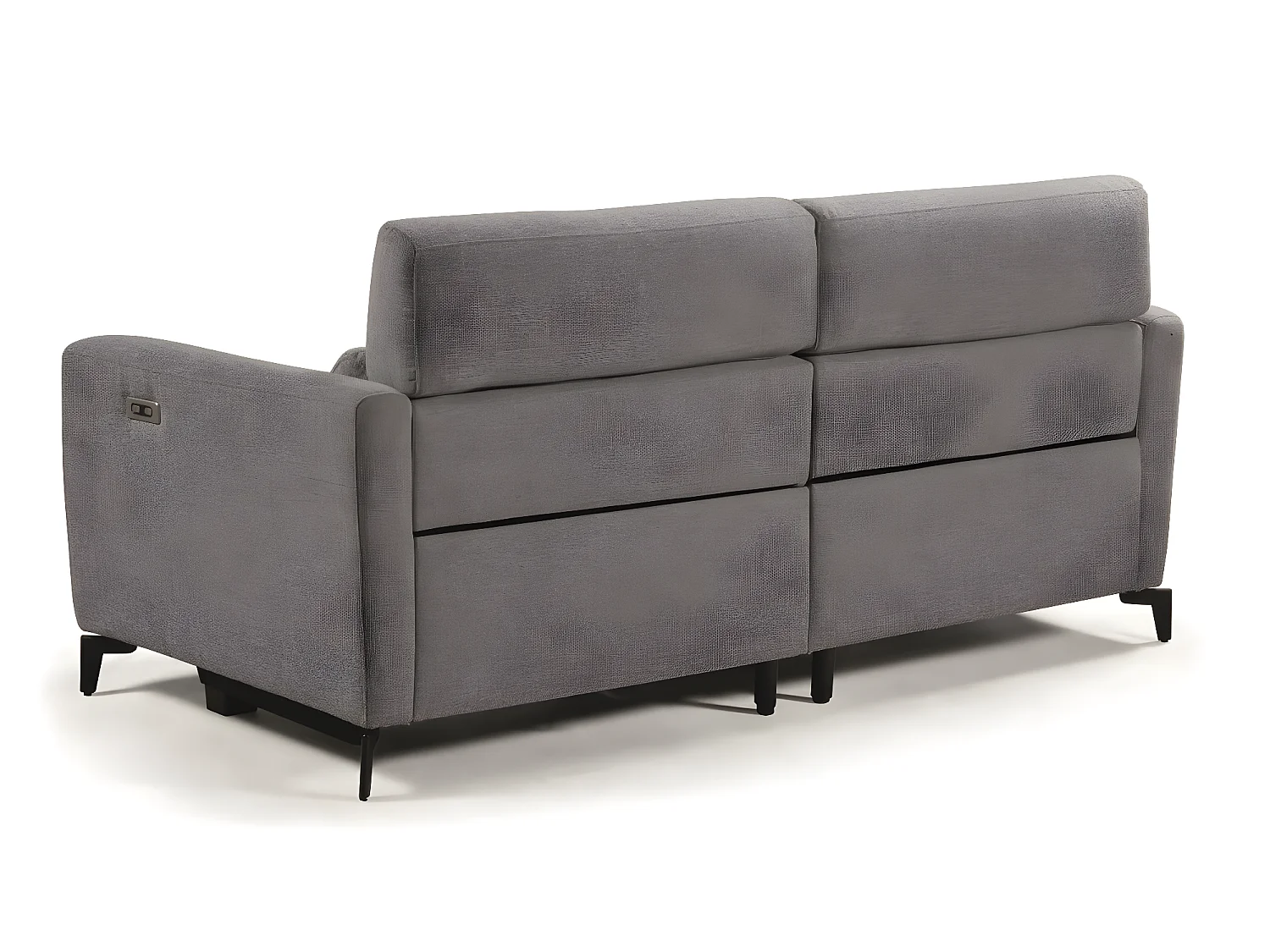 Canapé de 3 places (2 relax électriques) en tissu couleur Gris foncé