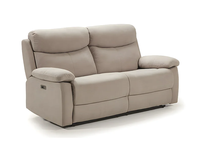 Canapé de 3 places (2 relax électriques) en tissu couleur Crème