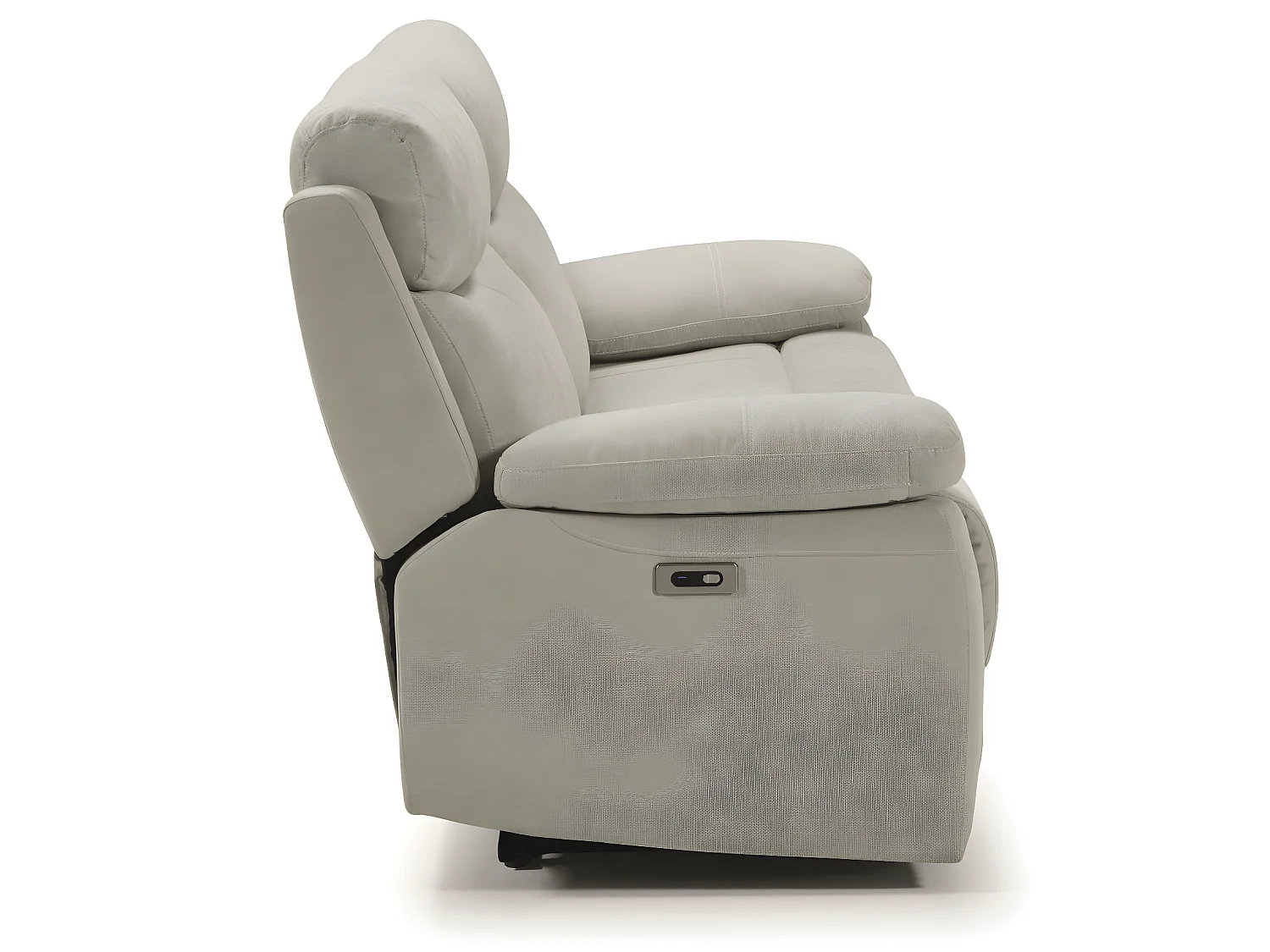 Canapé de 3 places (2 relax électriques) en tissu couleur Gris perle