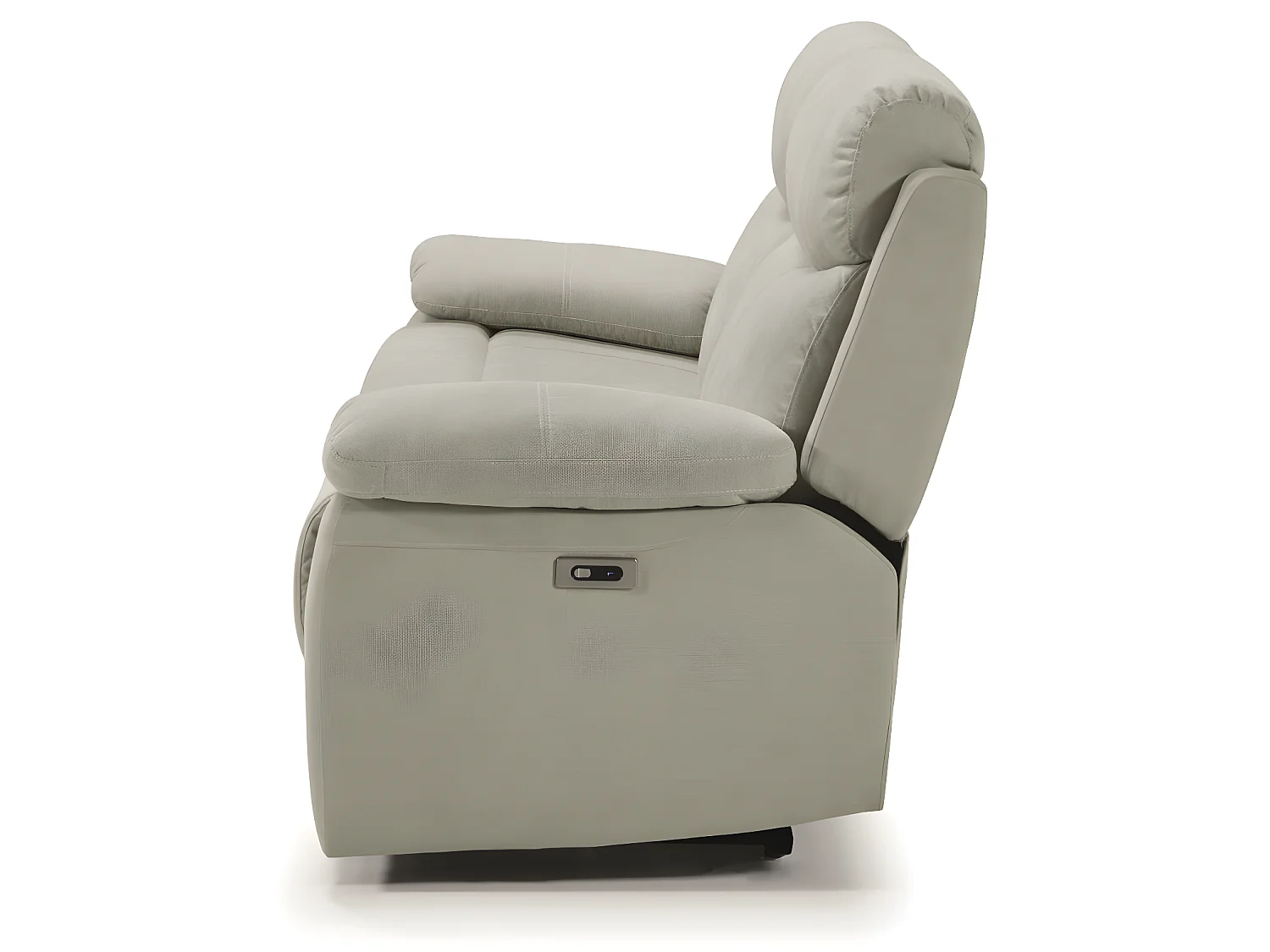 Canapé de 3 places (2 relax électriques) en tissu couleur Gris perle
