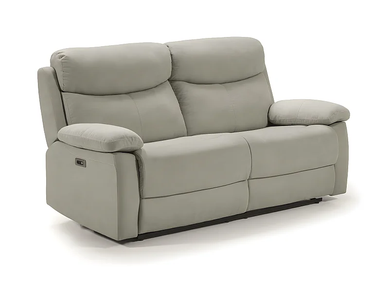 Canapé de 3 places (2 relax électriques) en tissu couleur Gris perle