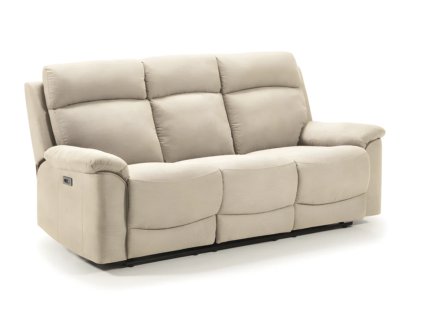 Canapé de 3 places (2 relax électriques) en tissu couleur Ivoire