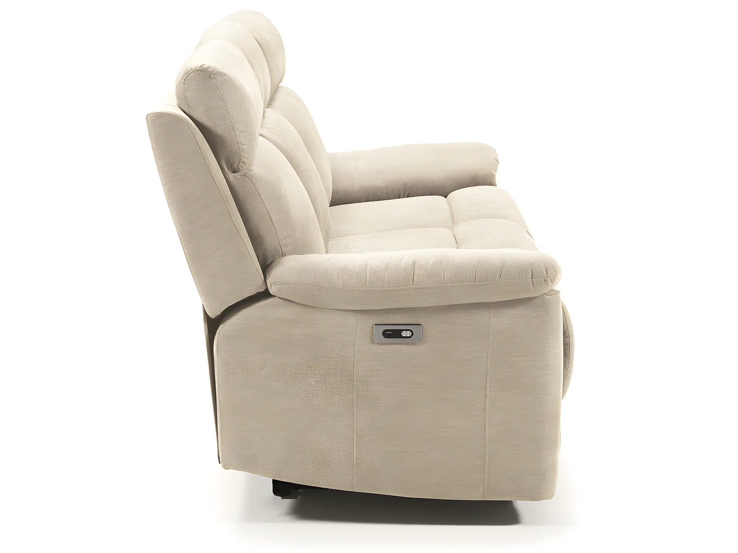 Canapé de 3 places (2 relax électriques) en tissu couleur Ivoire