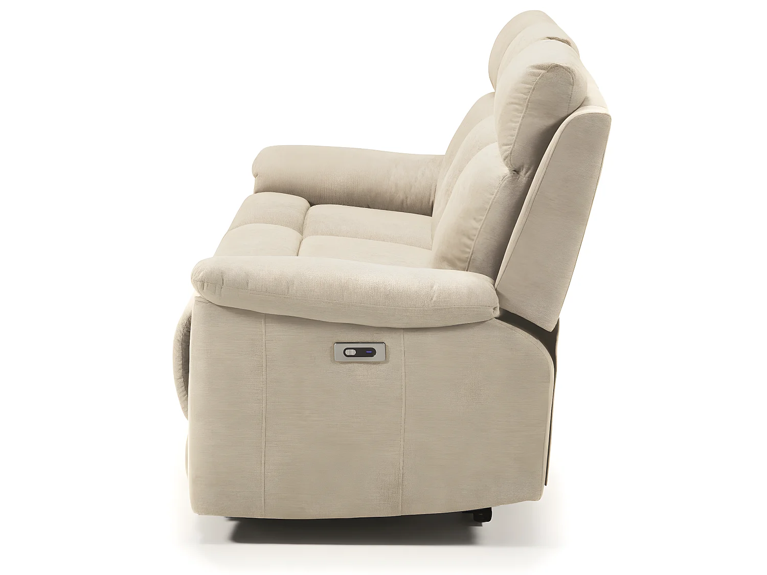 Canapé de 3 places (2 relax électriques) en tissu couleur Ivoire