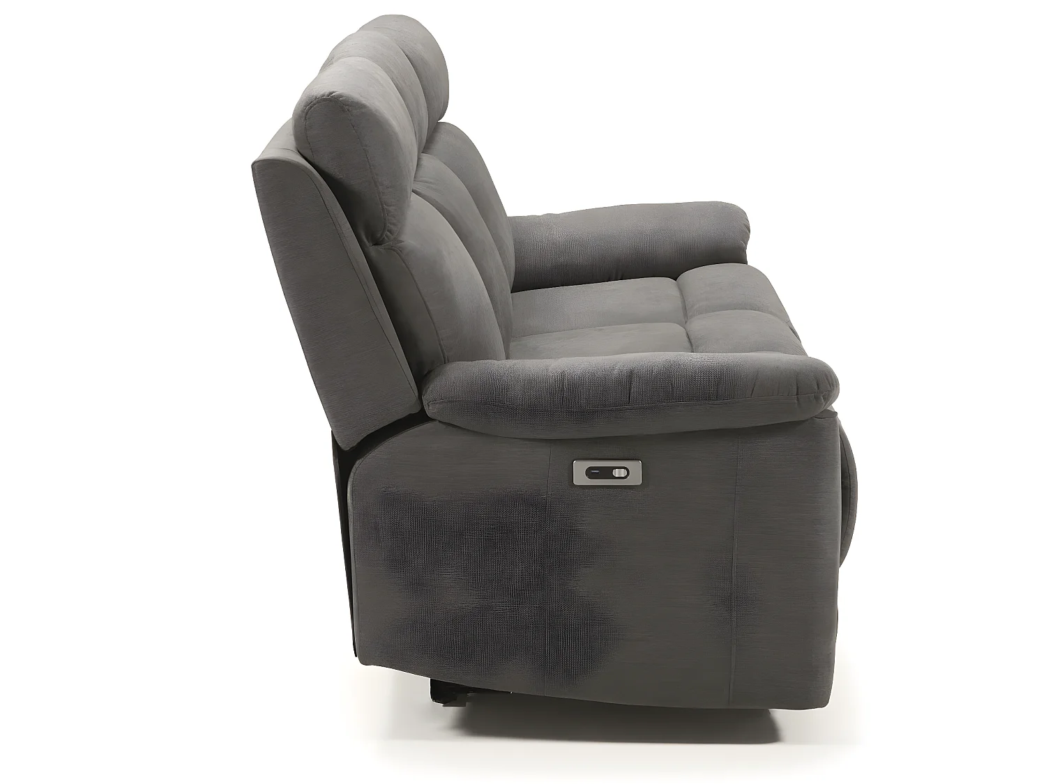 Canapé de 3 places (2 relax électriques) en tissu couleur Gris foncé