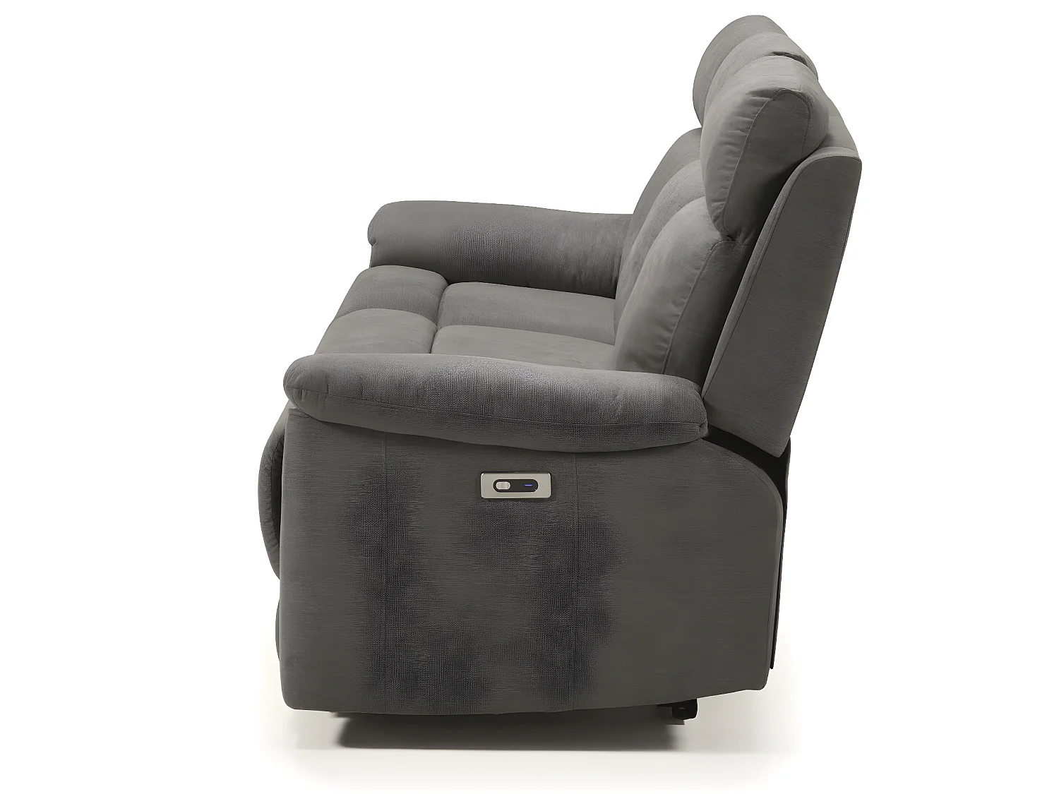 Canapé de 3 places (2 relax électriques) en tissu couleur Gris foncé