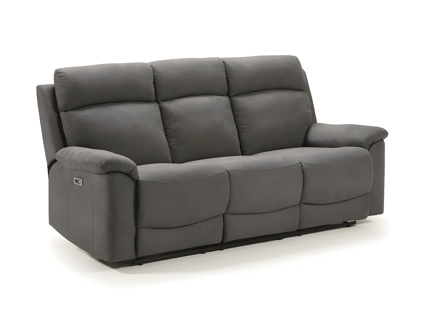 Canapé de 3 places (2 relax électriques) en tissu couleur Gris foncé