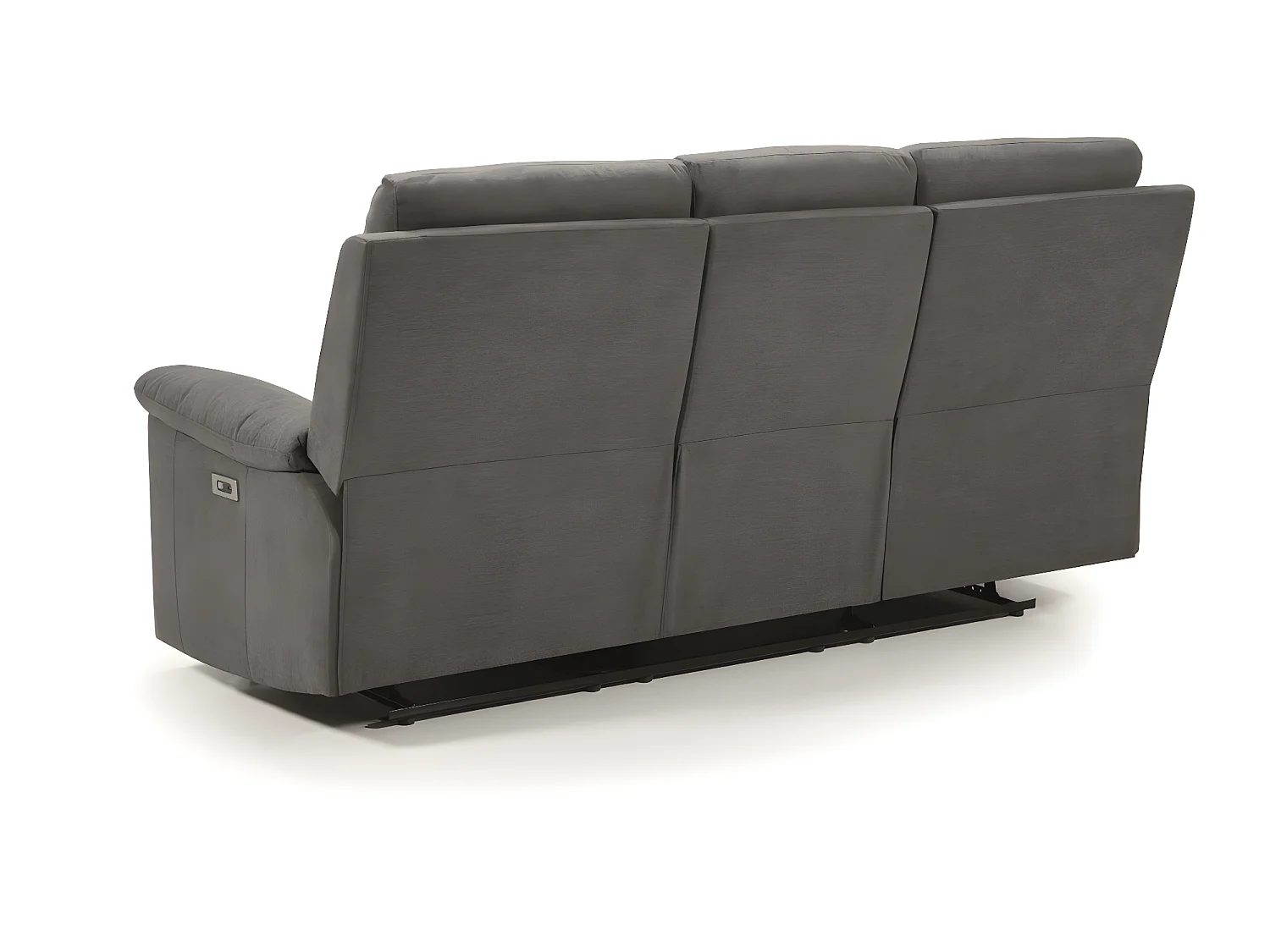 Canapé de 3 places (2 relax électriques) en tissu couleur Gris foncé