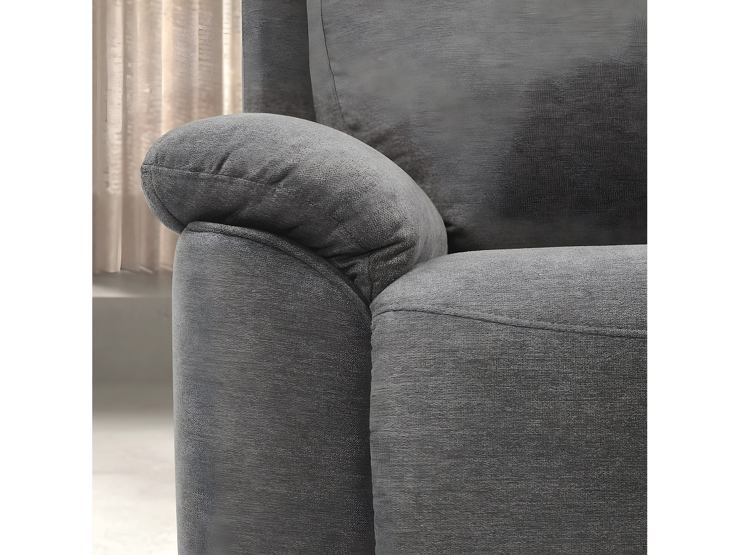 Canapé de 3 places (2 relax électriques) en tissu couleur Gris foncé
