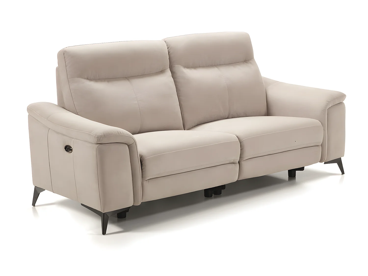 Canapé de 3 places (2 relax électriques) en tissu couleur Gris clair