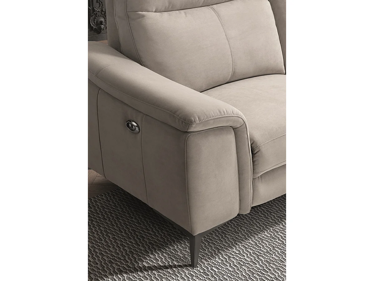 Canapé de 3 places (2 relax électriques) en tissu couleur Gris clair