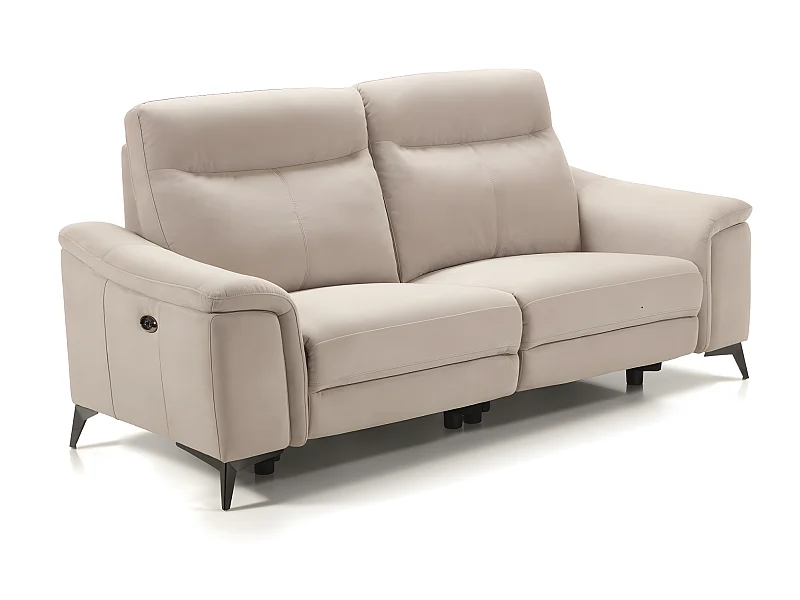 Canapé de 3 places (2 relax électriques) en tissu couleur Gris clair