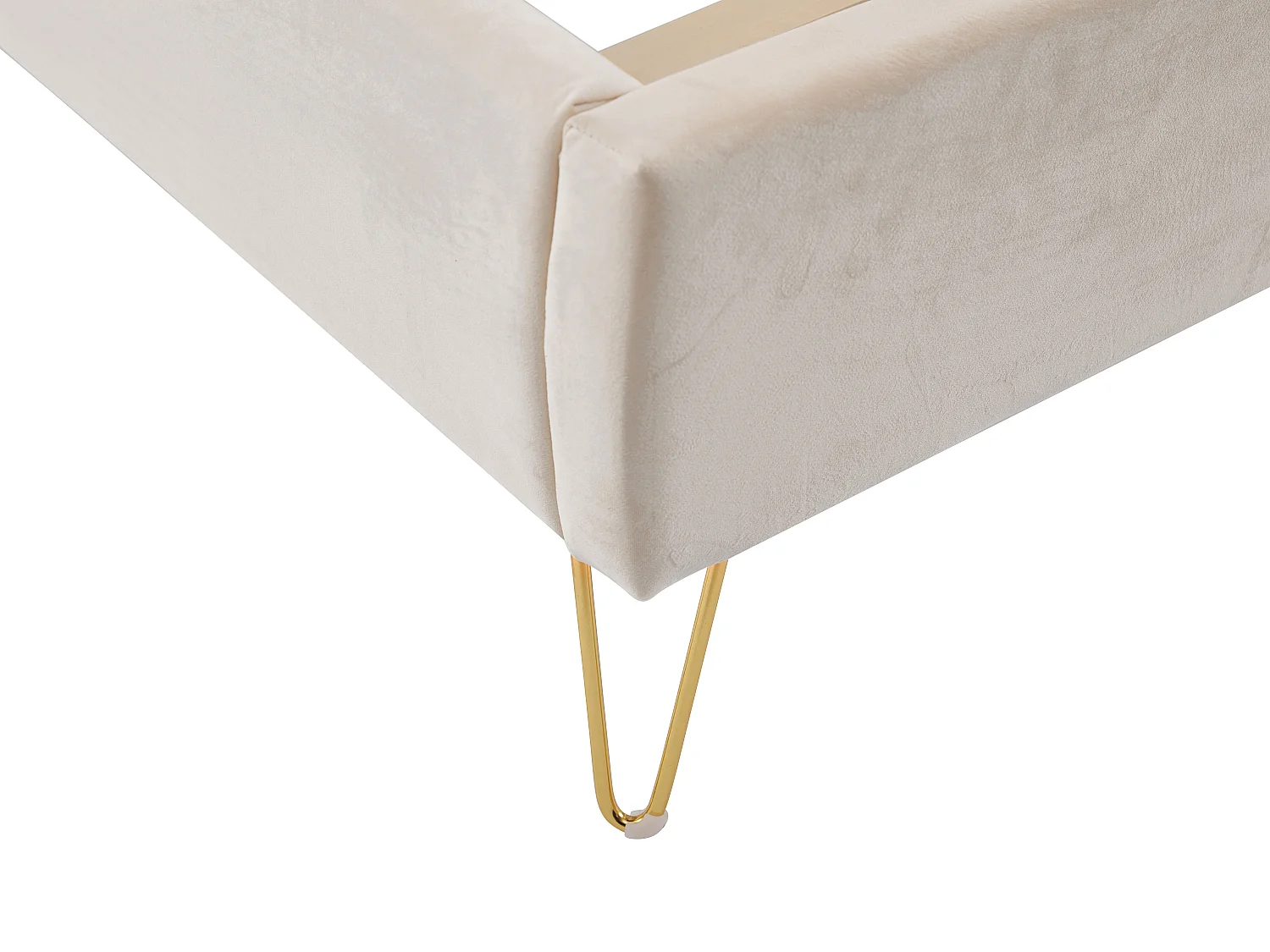 Lit 160 x 200 cm avec tête de lit ondulée - Velours - Beige - SAGALI