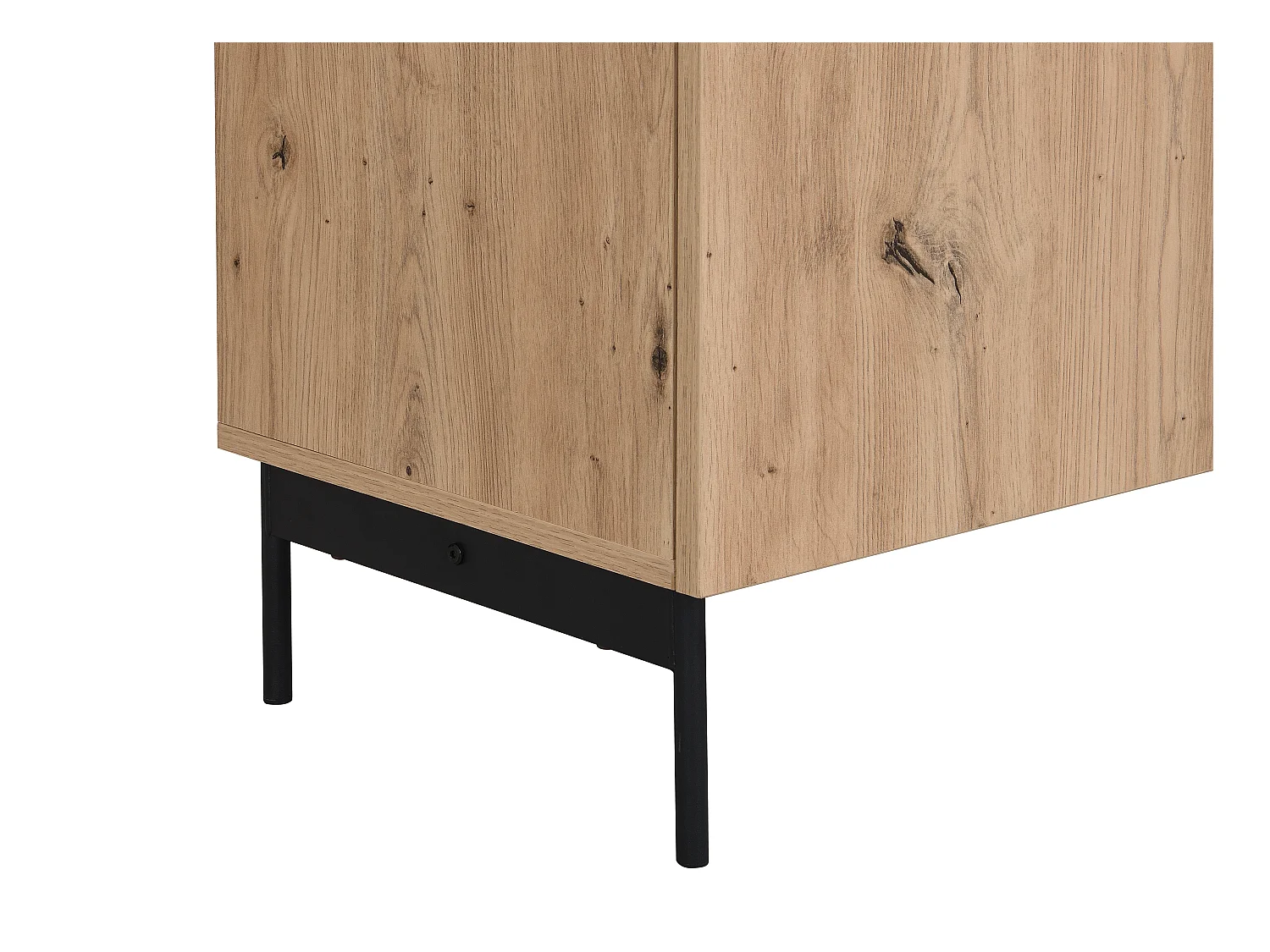 Mueble TV con 2 puertas, 1 cajón y 1 estante de MDF y metal - Natural claro y efecto mármol negro - LIOMENA de Pascal Morabito