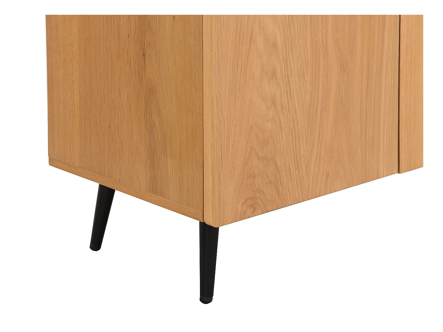 Aparador con 4 puertas chapadas en roble y acero - Roble Natural y Negro - SINOLO