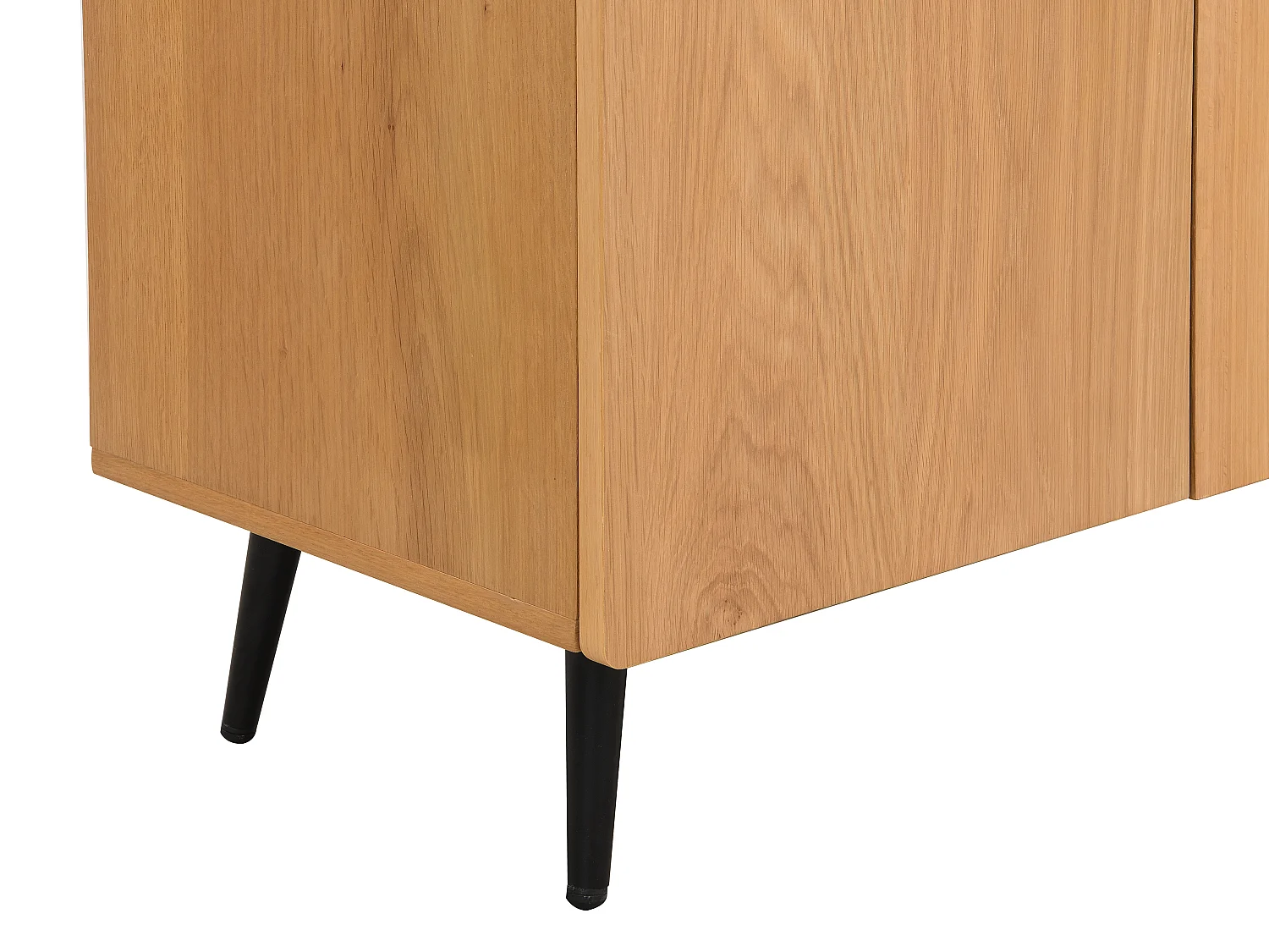 Buffet avec 4 portes placage chêne et acier - Naturel clair et Noir - SINOLO