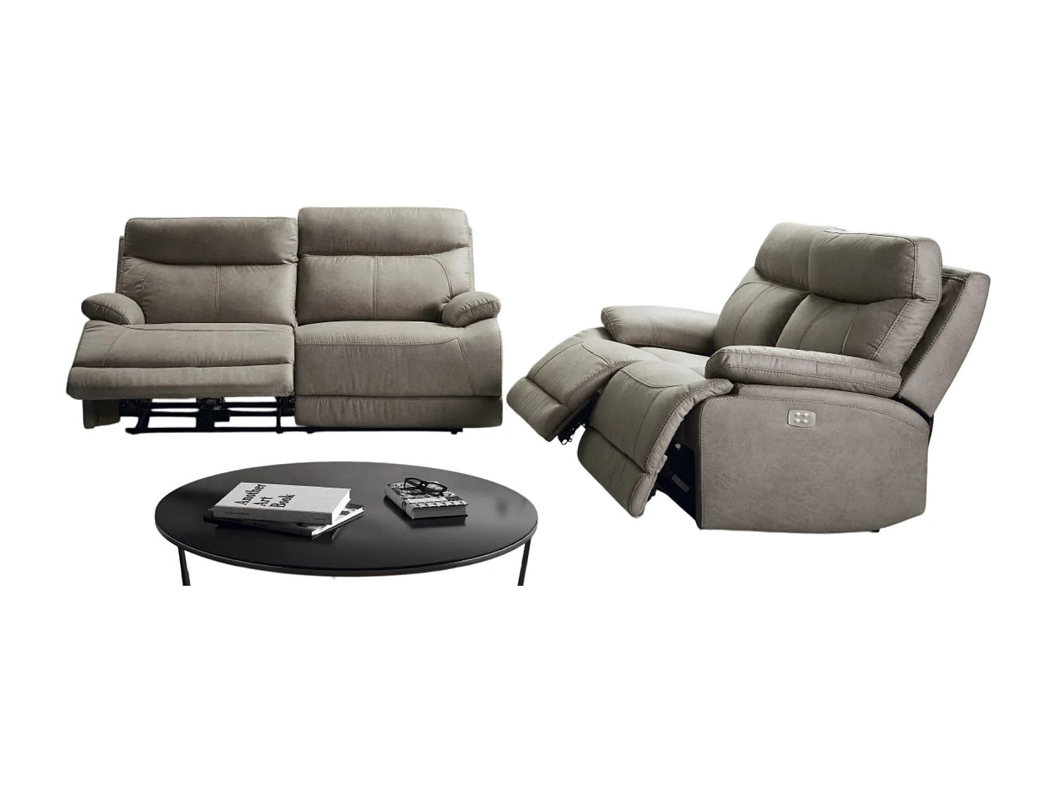 Ensemble canapé de 3 places + canapé de 2 places relax électriques en microfibre