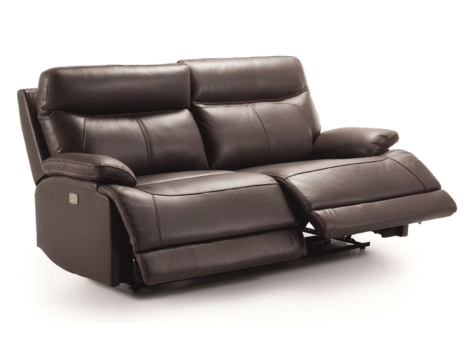 Canapé de 3 places (2 relax électriques) en Cuir/PVC couleur Marron