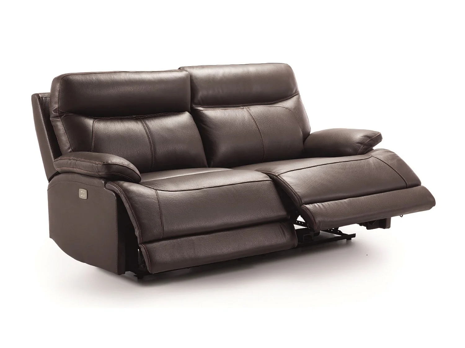 Canapé de 3 places (2 relax électriques) en Cuir/PVC couleur Marron