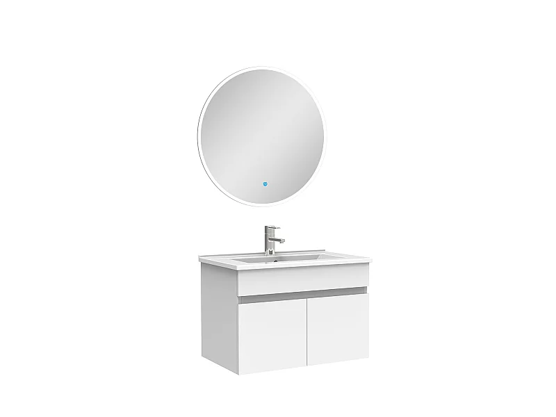 Ensemble meubles Salle de Bain simple vasque 60cm + miroir lumineux Blanc