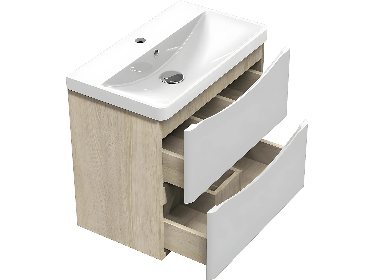 Ensemble meuble simple vasque 60cm avec miroir rond led