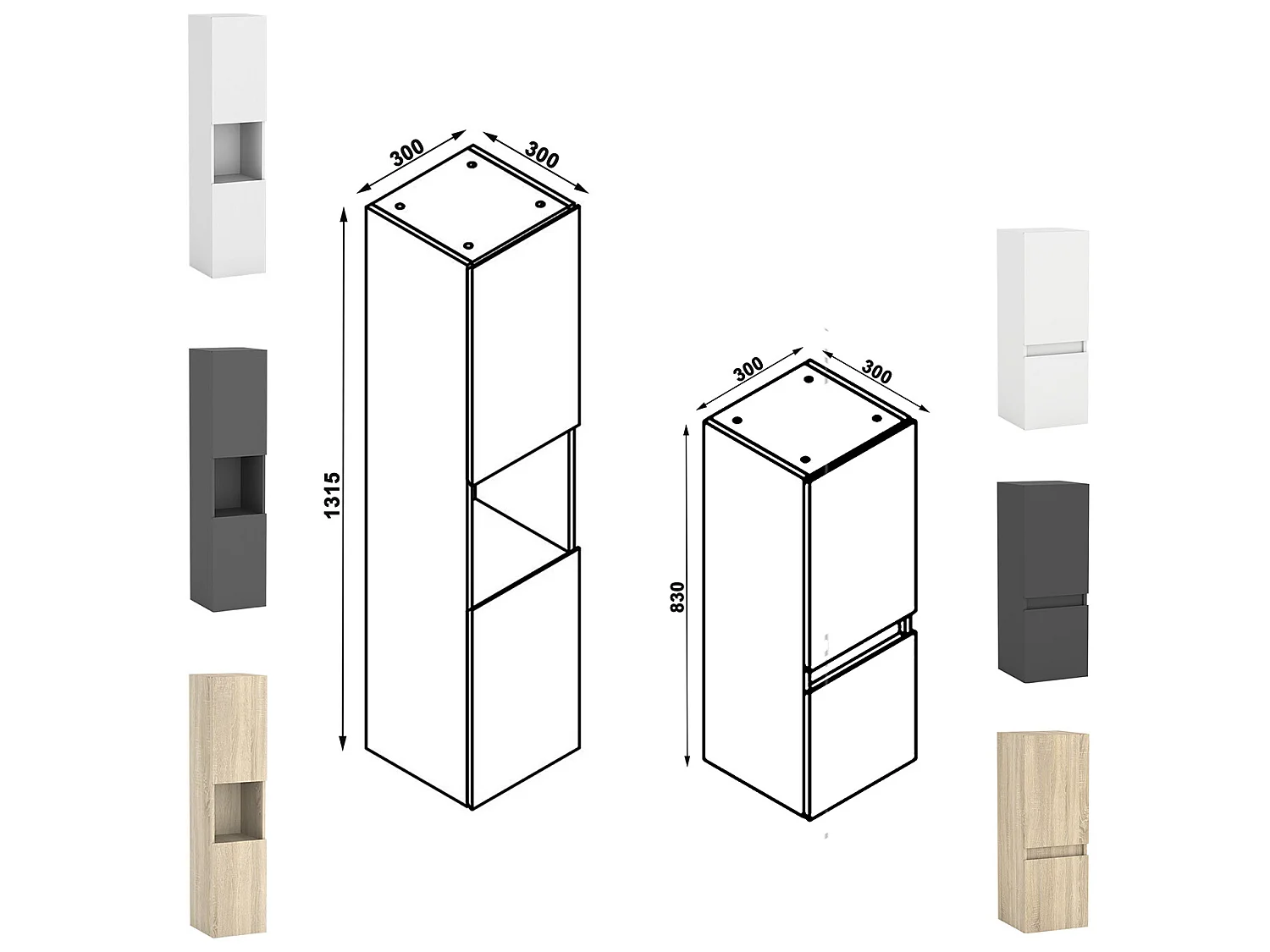 Meubles simple vasque 120cm,meuble acve colonne et miroir rond Anthracite