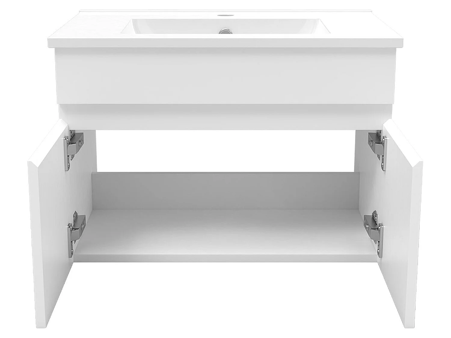 Ensemble meubles Salle de Bain simple vasque 60cm, colonnex2 + miroir rond Blanc