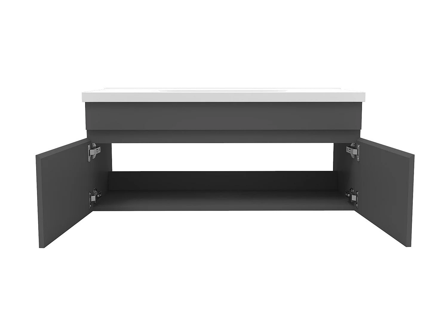 Meubles simple vasque 100cm,meuble acve colonne et miroir rond Anthracite