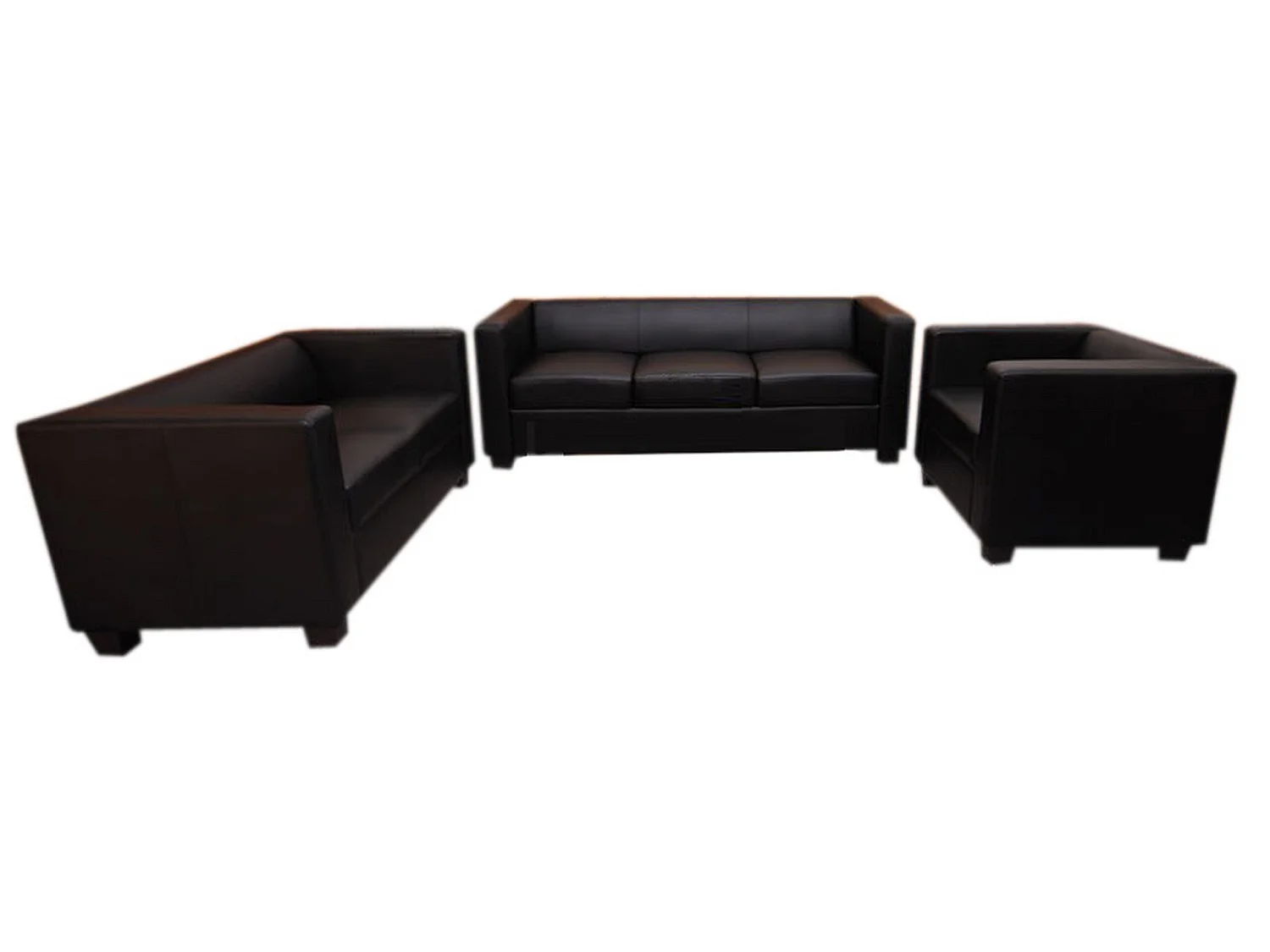 Zestaw sof 3-2-1 Lille (3-częściowy),  skóra, czarny