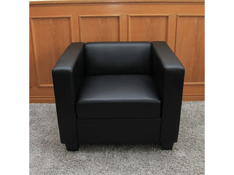 Zestaw wypoczynkowy Lille (3-częściowy) 3-2-1,  skóra, czarna