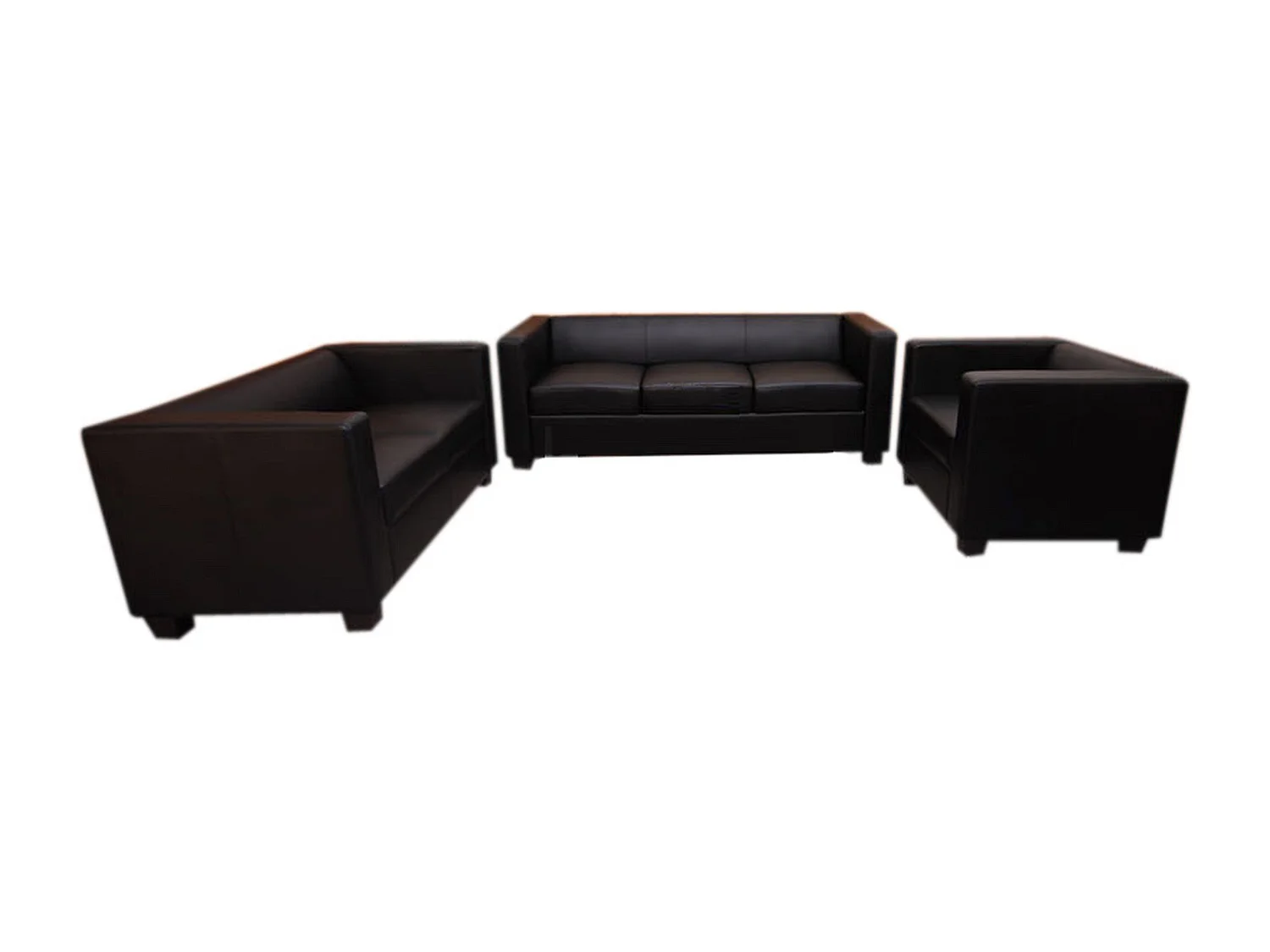 Salotto componibile lounge moderno elegante Lille M65 composizione 3-2-1 pelle ~ nero
