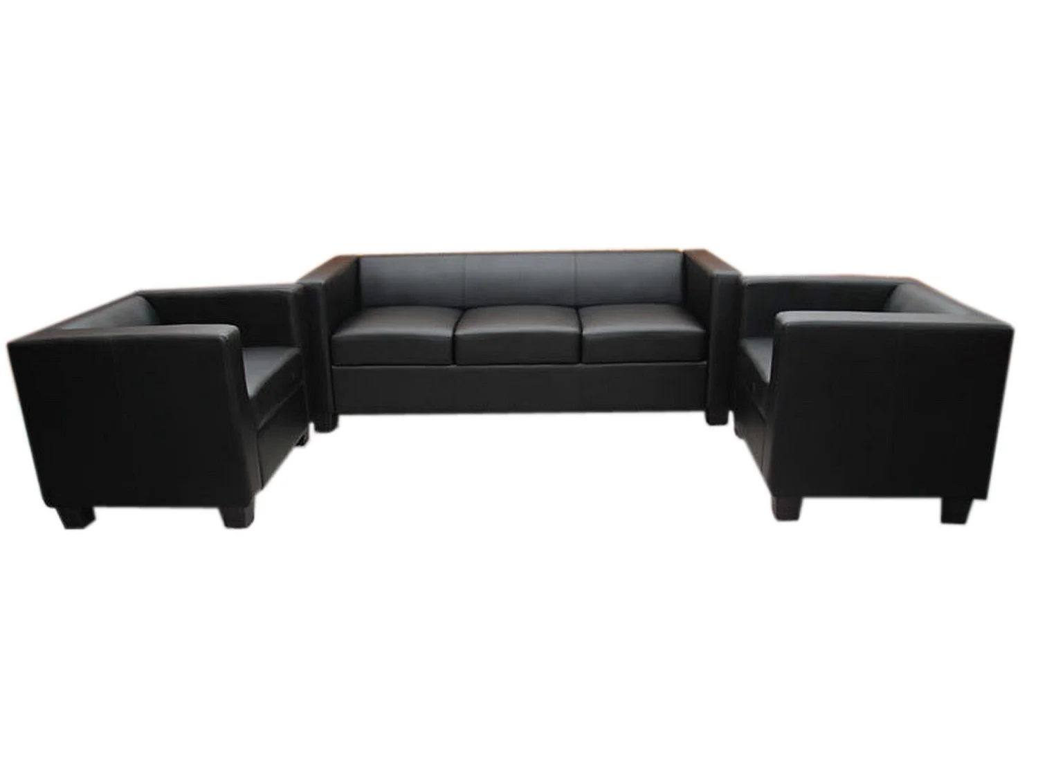 Salotto componibile lounge moderno elegante Lille M65 composizione 3-1-1 pelle nero