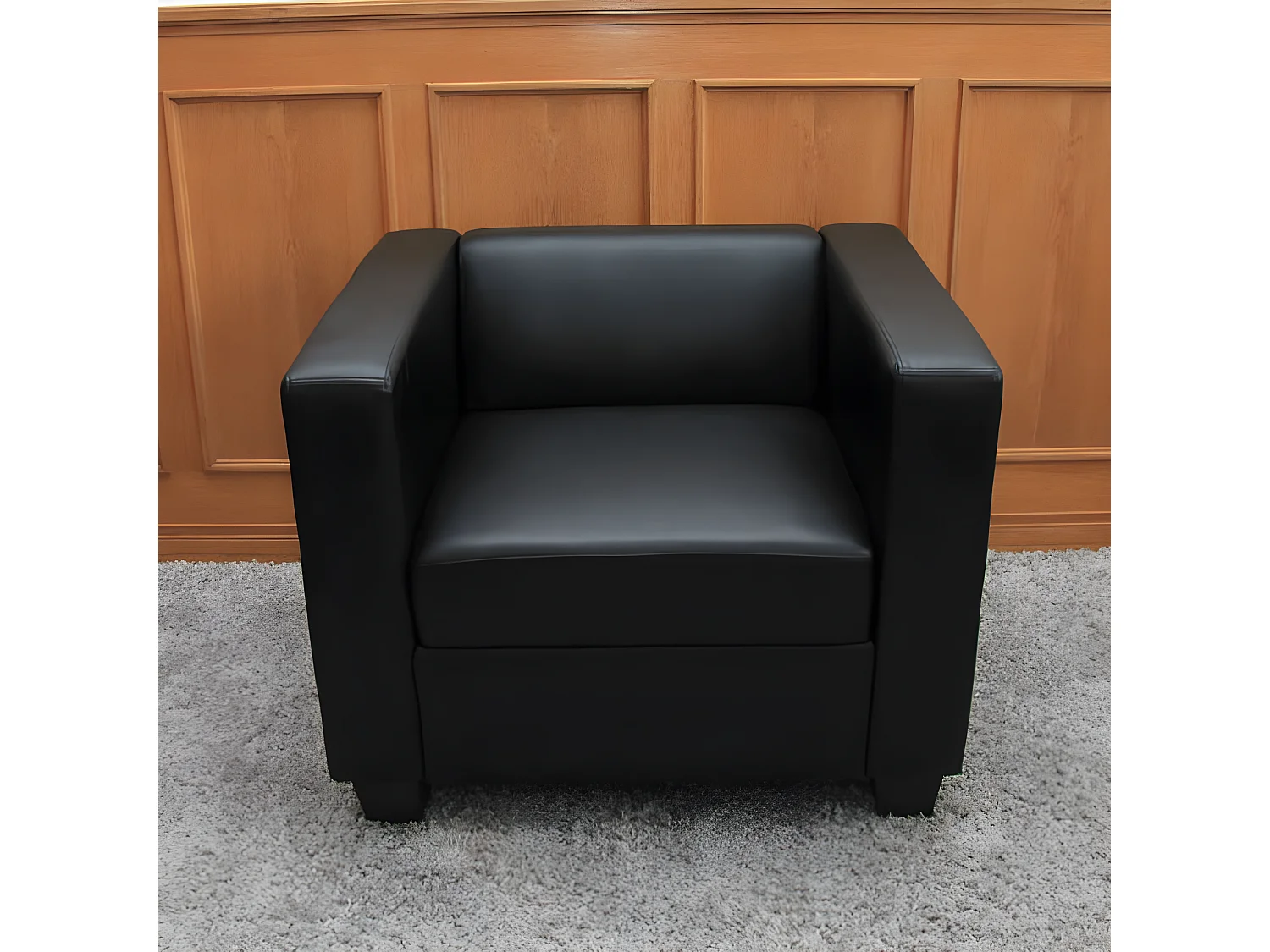 Salotto componibile lounge moderno elegante Lille M65 composizione 3-1-1 pelle nero