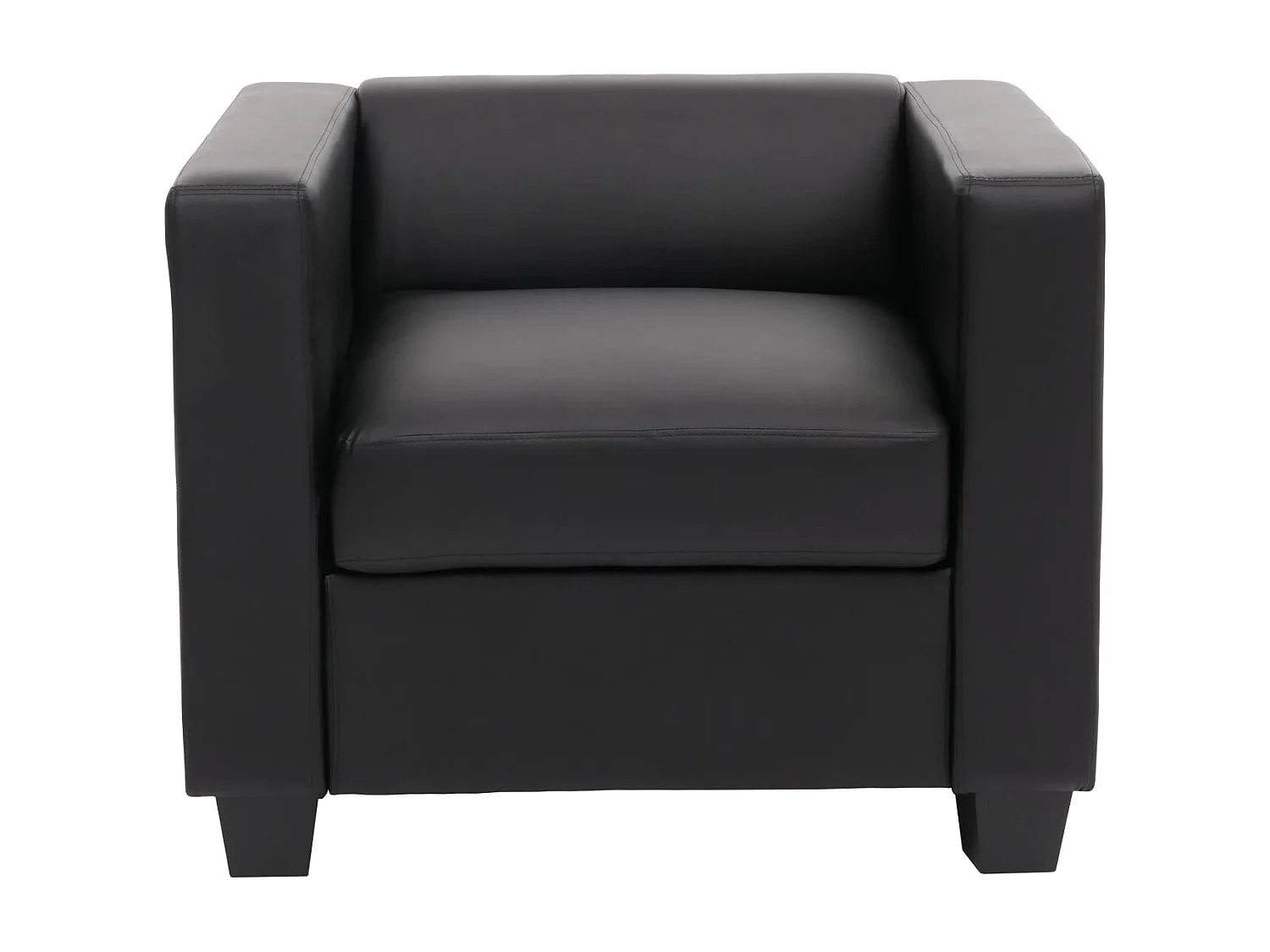 Salotto componibile lounge moderno elegante Lille M65 composizione 3-1-1 ~ pelle nero