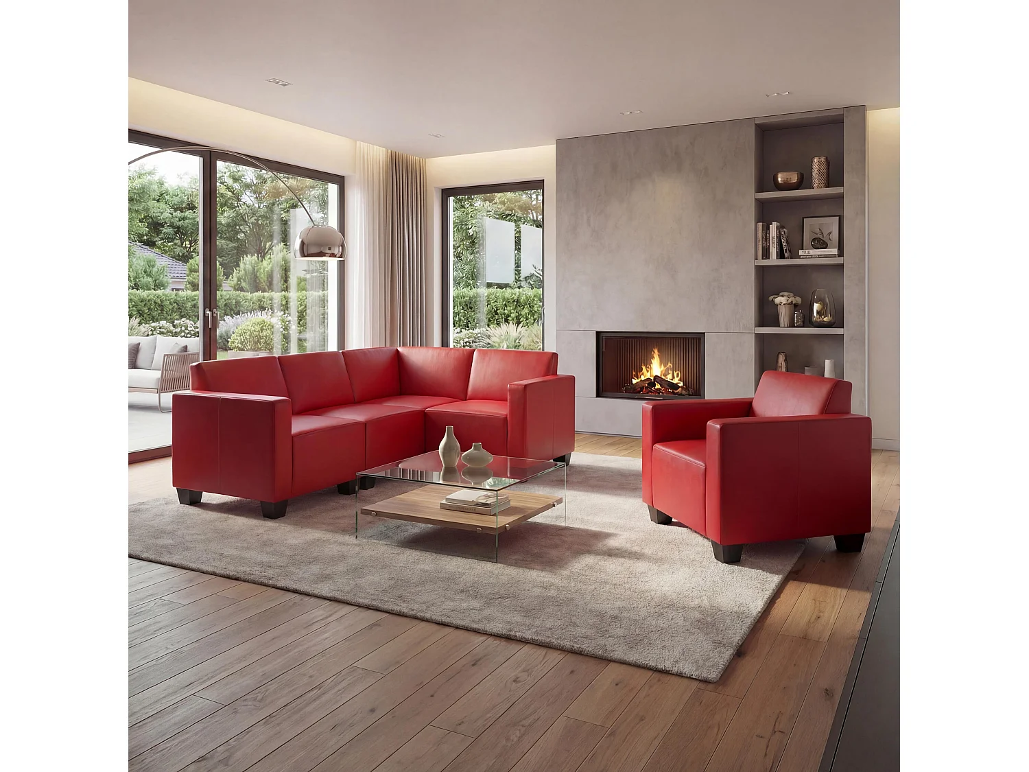 Couch-Garnitur Moncalieri (2-teilig), Rot