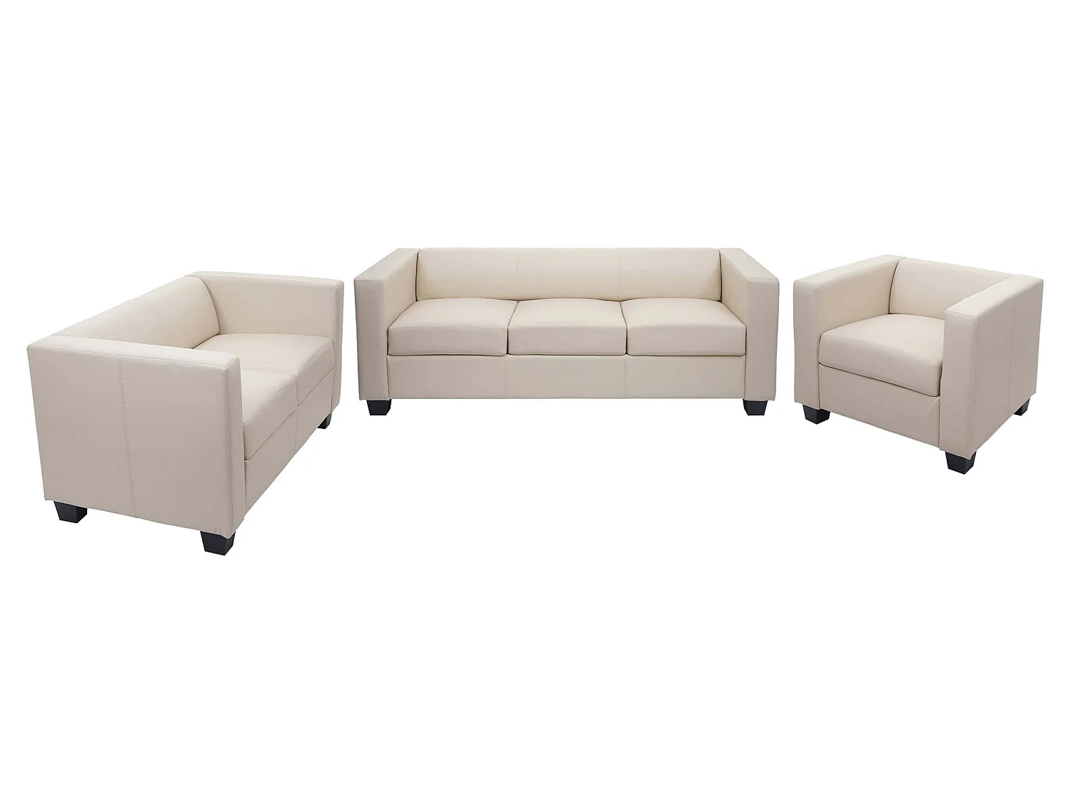 3-2-1 Bankstel Lille (3-delig),  leer, crème