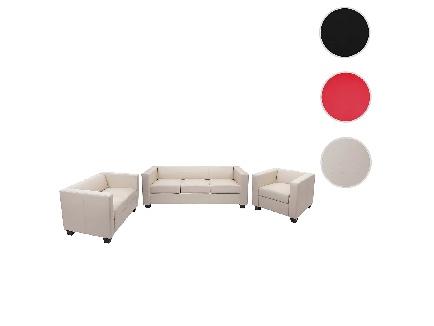 3-2-1 Bankstel Lille (3-delig),  leer, crème