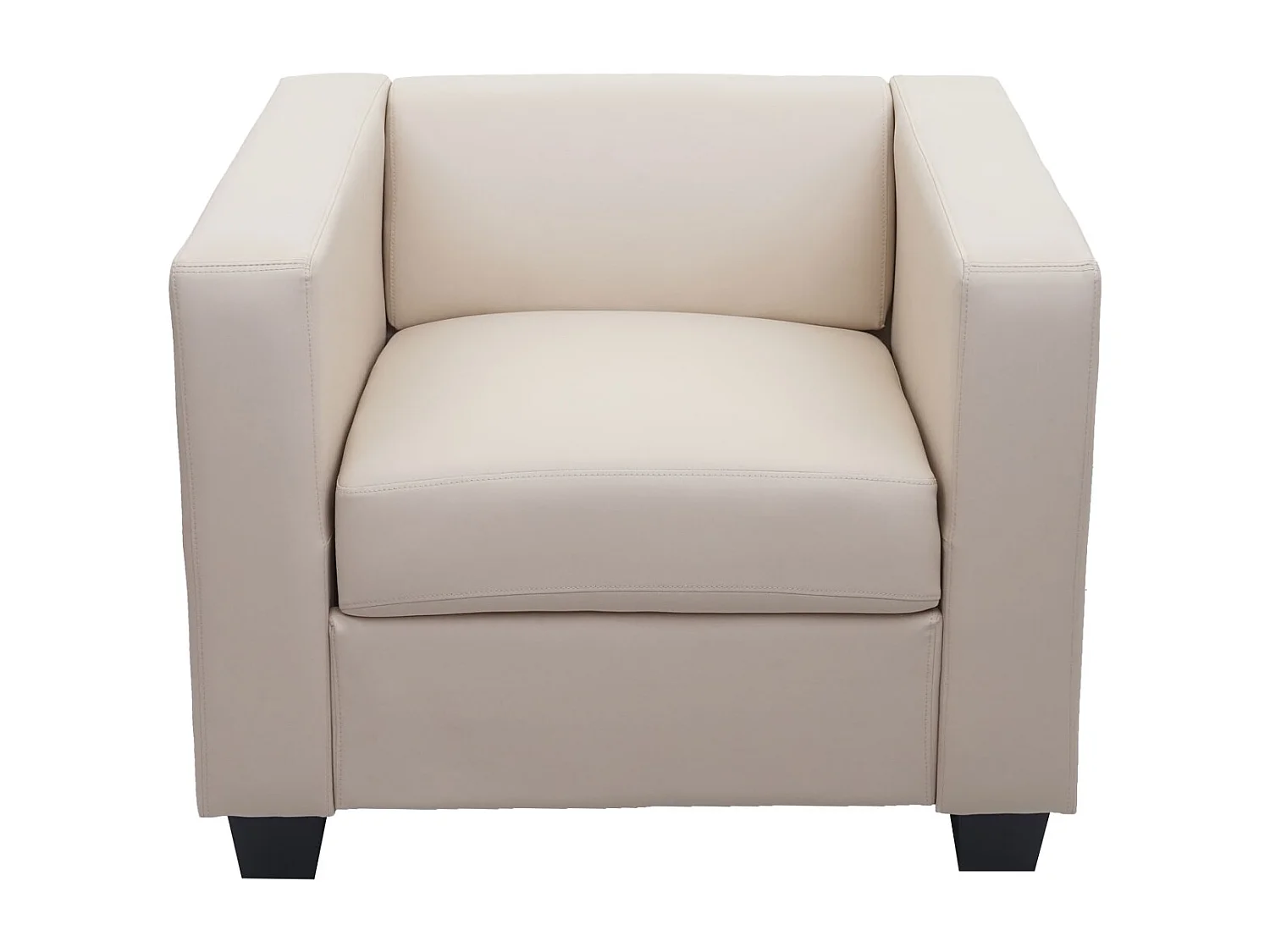 Zestaw wypoczynkowy Lille (3-częściowy) 3-2-1,  skóra, kremowy