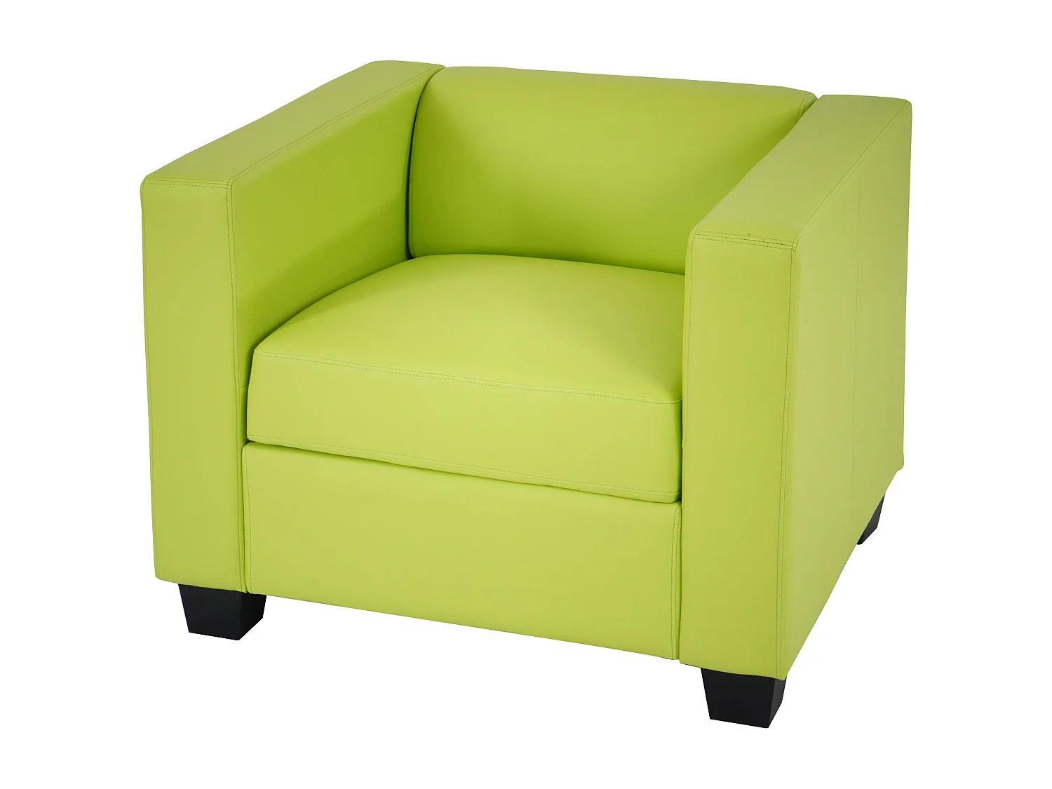Salotto componibile lounge moderno elegante Lille M65 composizione 3-2-1 ~ ecopelle verde