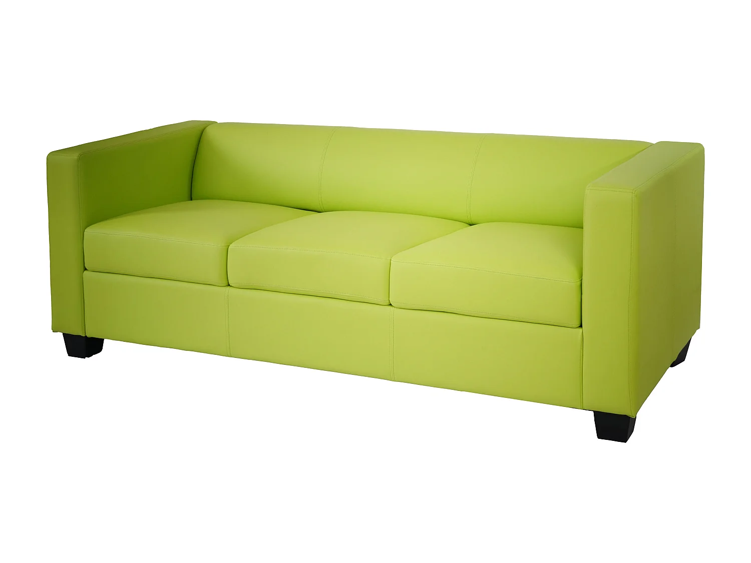 Salotto componibile lounge moderno elegante Lille M65 composizione 3-2-1 ~ ecopelle verde