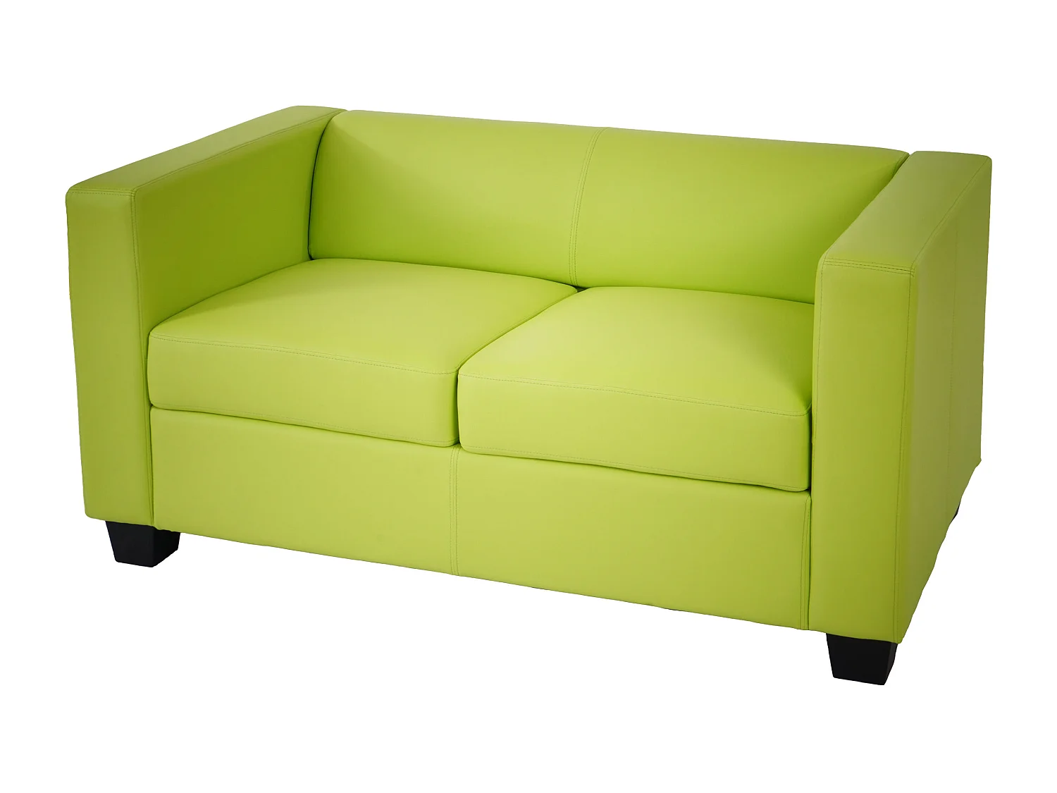 Salotto componibile lounge moderno elegante Lille M65 composizione 3-2-1 ~ ecopelle verde