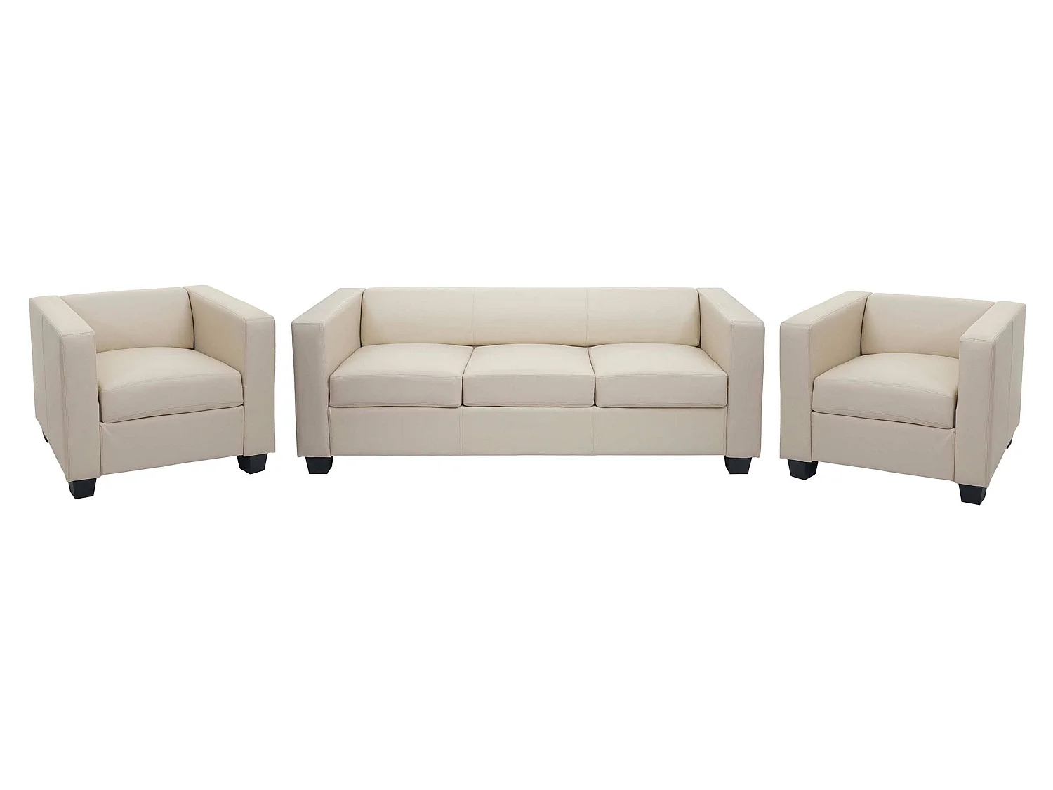 Salotto componibile lounge moderno elegante Lille M65 composizione 3-1-1 pelle avorio