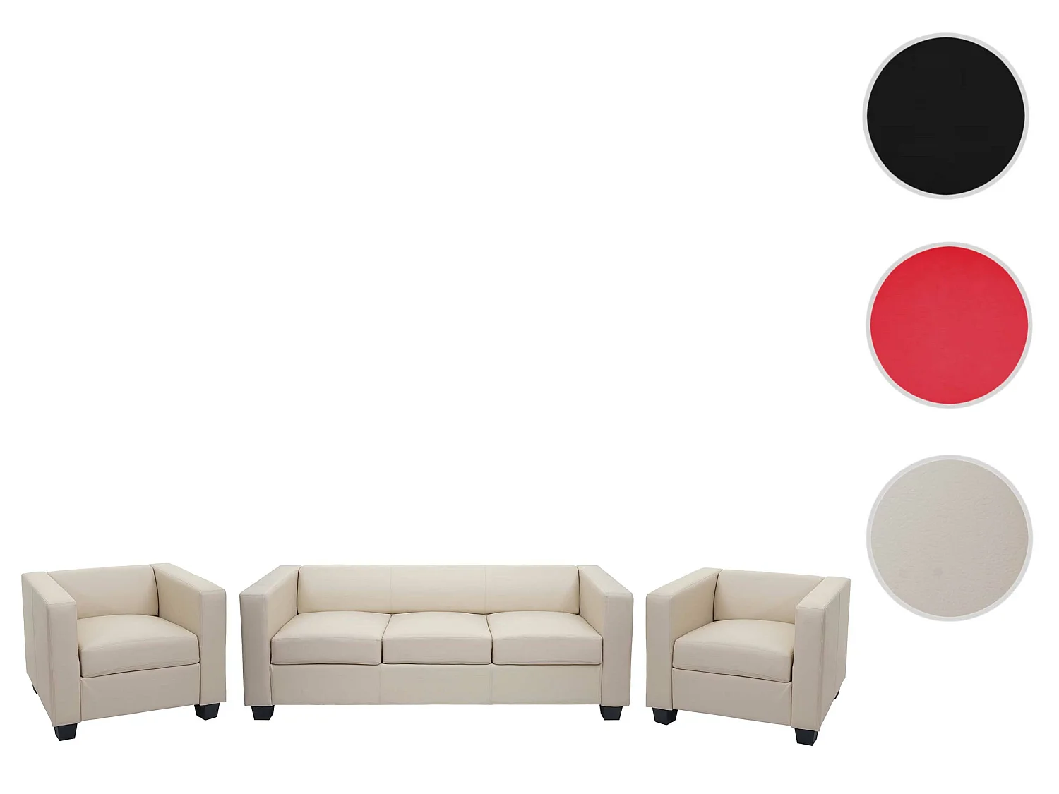 Salotto componibile lounge moderno elegante Lille M65 composizione 3-1-1 pelle avorio