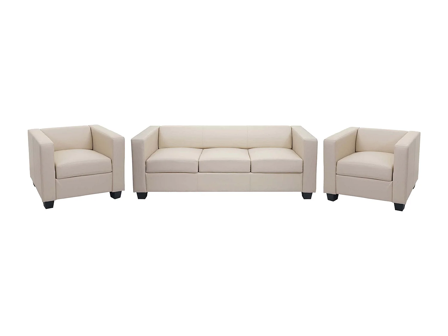Salotto componibile lounge moderno elegante Lille M65 composizione 3-1-1 ~ pelle avorio