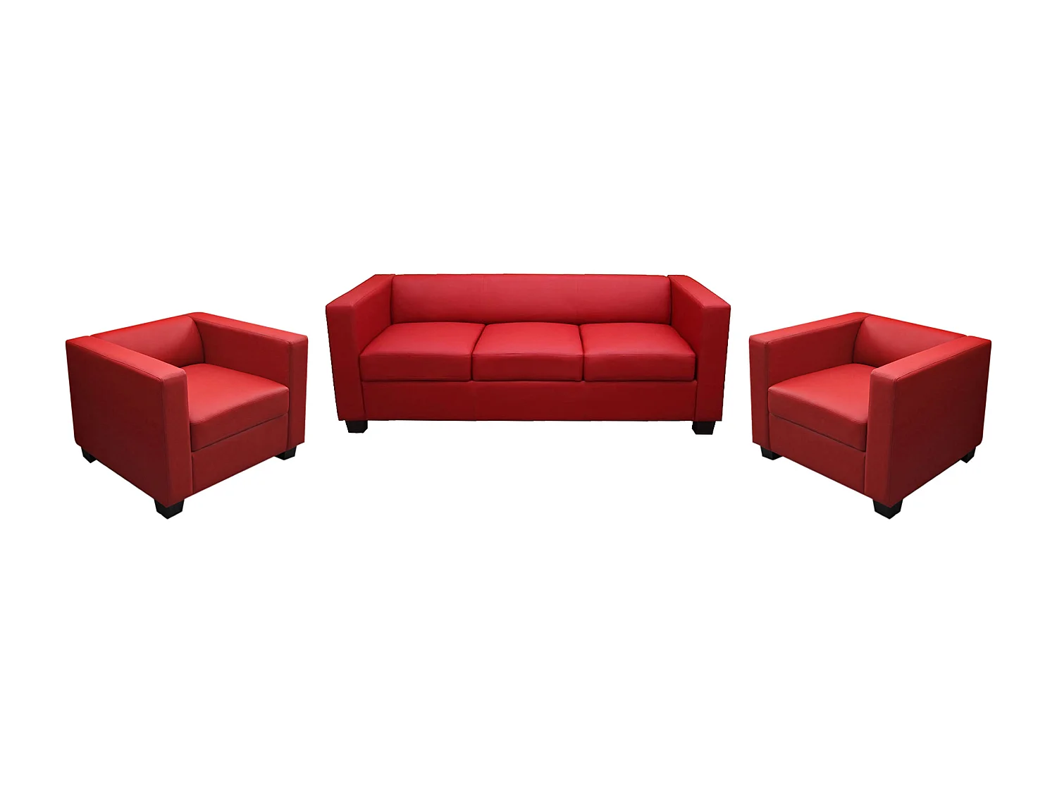 Salotto componibile lounge moderno elegante Lille M65 composizione 3-1-1 pelle rosso